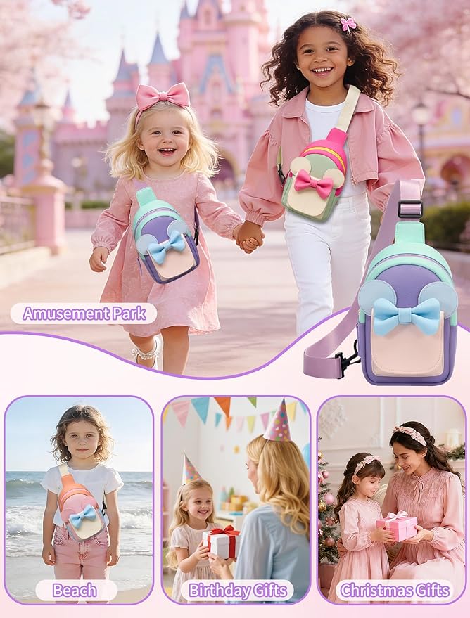 Birthday Back to School Gifts for Girls 3-8, Kids Fanny Pack Toddler Purse | Cute Fashion Sling Crossbody Bag for 3 4 5 6 7 8 Year Old Girls with Adjustable Strap. Perfect for Travel Holiday Essentials