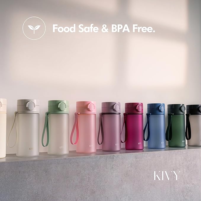 KIVY Slim Water Bottle 22oz with Leakproof Flip Lid [Lightweight & Shatterproof] - Small Drinking Waterbottle - Tritan Bottle Without Straw for School, Sport & Travel - Drinking Bottle - BPA Free