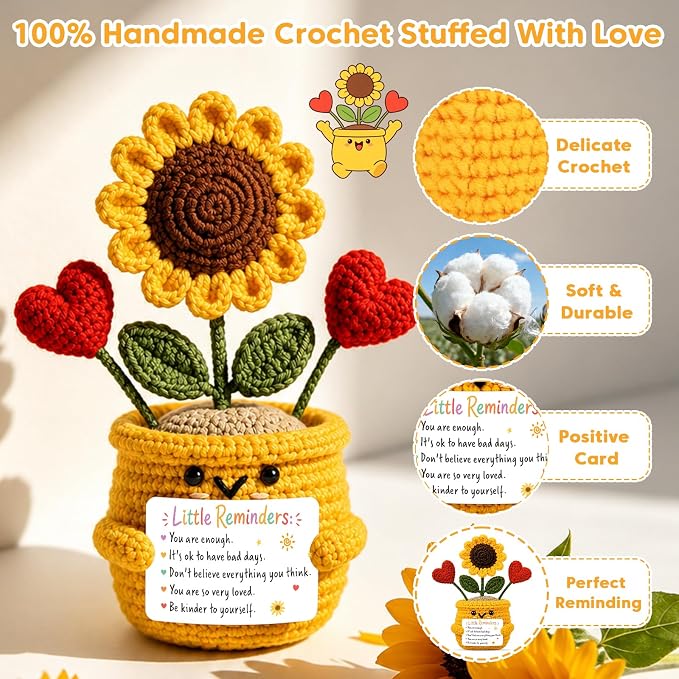 Teen Girl Back to School Supplies College Dorm Room Essentials for Kids Girls Boys Get Well Soon Stress Relief Gifts for Women Men Thinking of You Feel Better Sunflower Gifts Crochet for Women Girl