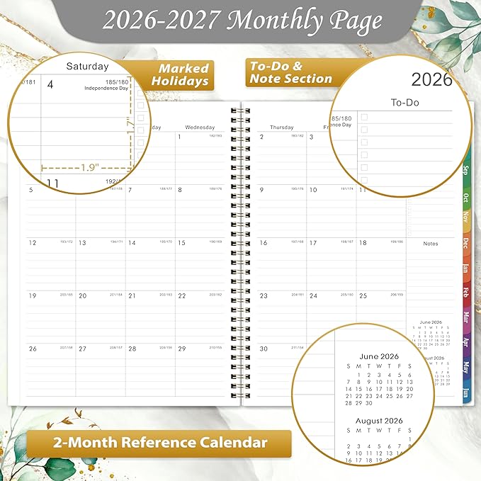 2026-2027 Planner - Academic 2026-2027 Planner, July 2026-June 2027, Weekly and Monthly Planner with 12 Month, 8.5" x 11", with Colorful Tabs, Inner Pocket