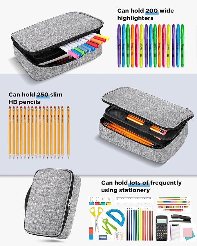 Zannaki Big Capacity Storage Pouch Marker Pen Pencil Case Simple Stationery Bag Box Art Tool & Sketch Storage Boxes for Bullet Journal Middle High School Office College Student Girl Women Adult Teen