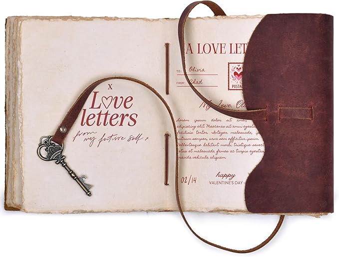 LEATHER VILLAGE Vintage Leather Journal – 200 Handmade Vintage Deckle Edge Paper – Leather bound Journal For Women Men – Vintage Key Closure - Book of Shadows - Red Brown - 6X4 inches (A6)