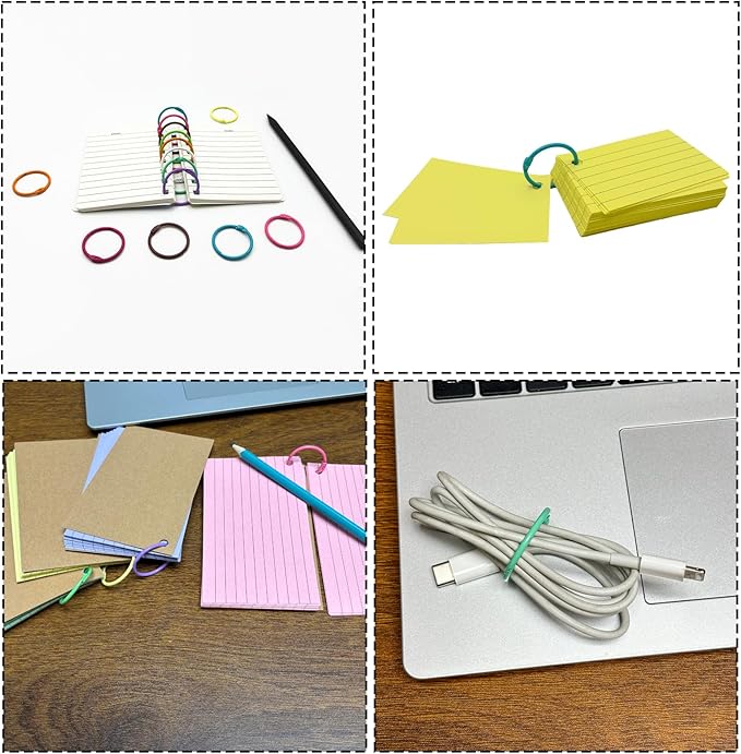 50pcs 1 inch Metallic Binder Rings for Index Cards Flashcards, 10 Colors Small Colorful Metal Steel Book Notebook Paper Rings Keychain Key Rings for School Office Home (50, 1 inch)