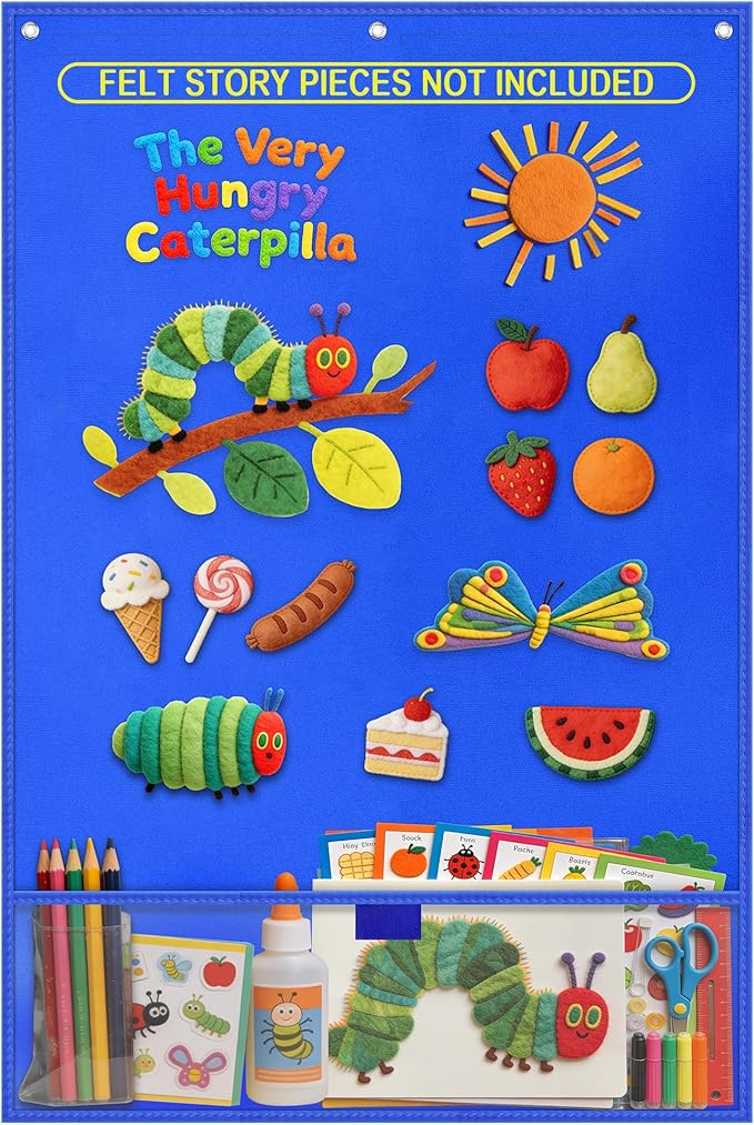 Large Felt Board for Toddlers, 24"x36" Felt Letter Board with Magnetic Strips & Grommets, Felt Bulletin Board Perfect for Interactive Storytelling & Play-Based Learning at Home or in the Classroom