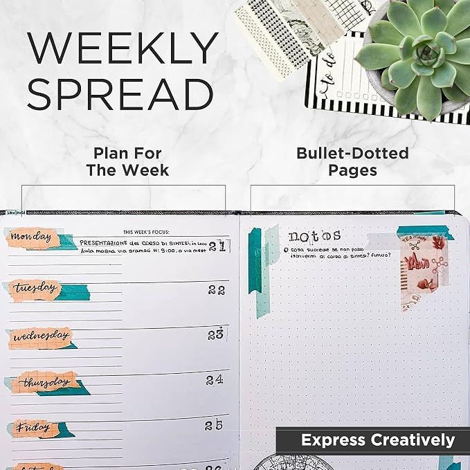Wordsworth & Black A5 Undated Weekly, Monthly Planner, A5 Paper, Black