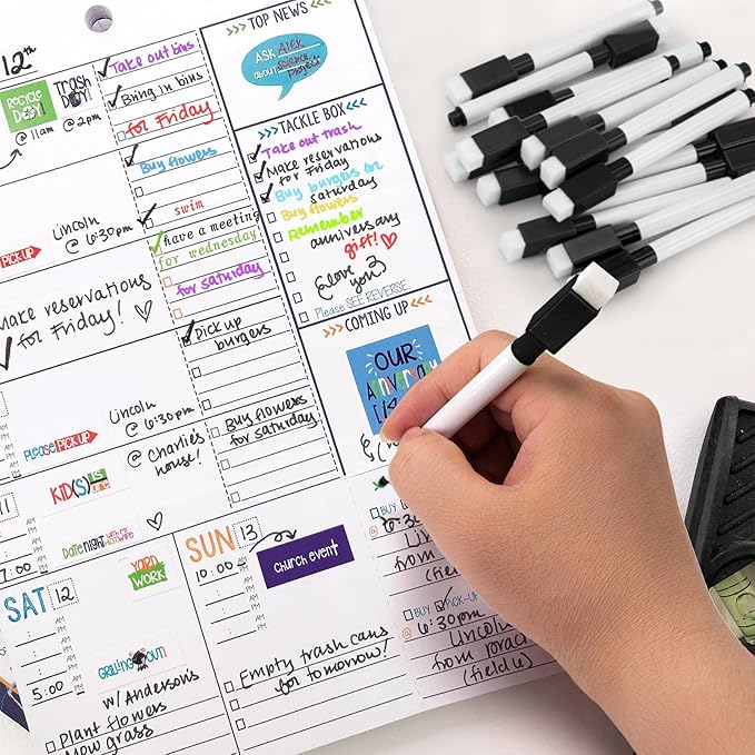 100 Pcs Black Magnetic Dry Erase Markers with Eraser Cap, White Board Mini Dry erase Markers Bulk, Fine Point Tip White Board Markers for Teachers Office School Supplies