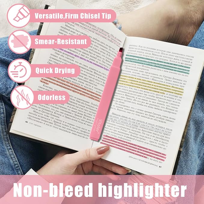 Piochoo Bible Highlighters,Aesthetic Cute Highlighters Bulk,8pcs Colorful Highlighter Markers No Bleed for Office School Supplies