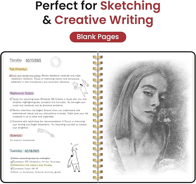 Taja Blank Spiral Journal Notebook for Women & Men, 140 Pages, Sketch Book, Plain Notebook for Drawing & Sketching, Journals for Creative Writing, A5(5.7" x 7.9") – Black
