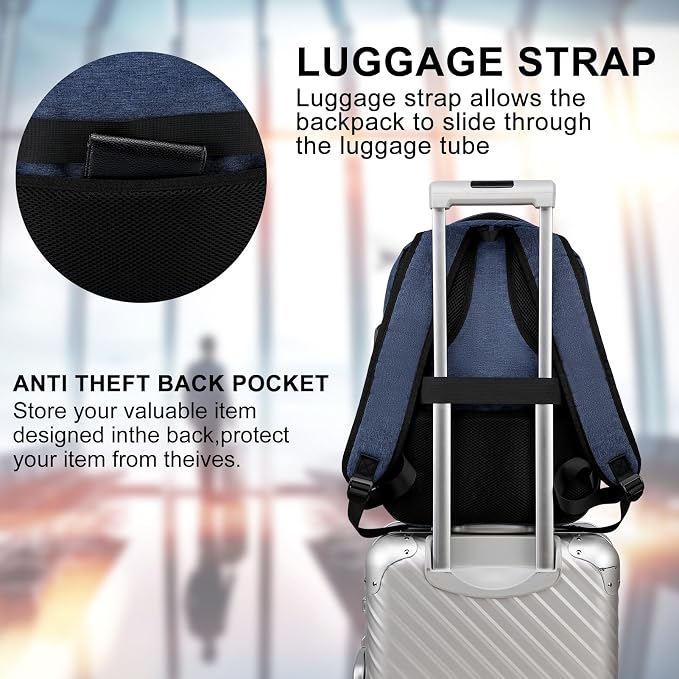 Backpack for Boys Mens, Sturdy Ergonomic Backpack for High School College | 15.6 Inch Bookbag with Laptop Compartments for School, Work Travel, Blue