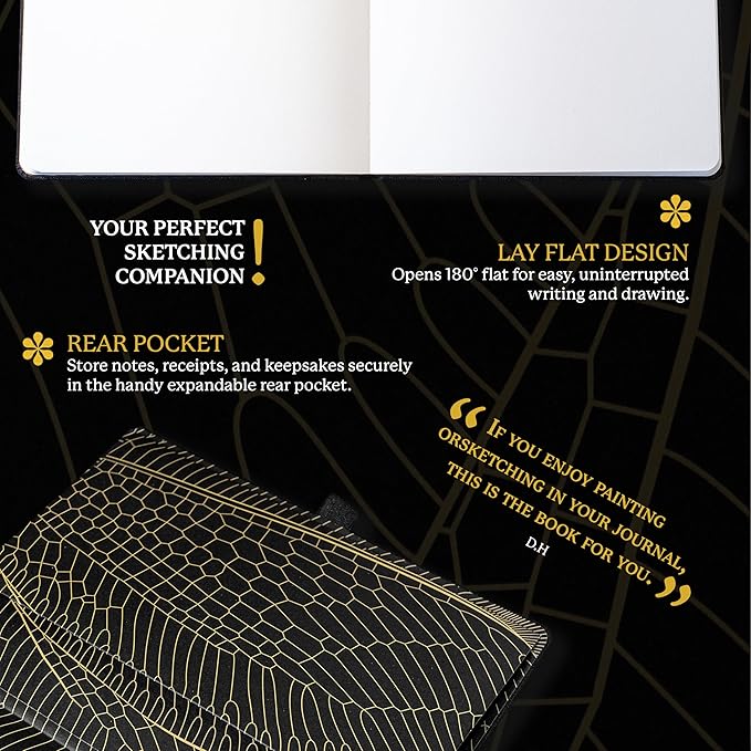 Dingbats* Pro Plain Large B5 Notebook - Black Textile Cover, Thread-Bound Writing Journal - for Work, Travel - Pocket, Elastic Closure, Bookmark