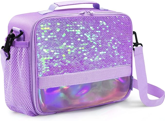 Cerbonny Kids Lunch Bag - Insulated Lunch Box for Girls & Toddlers, Keeps Food Cold & Warm, Purple