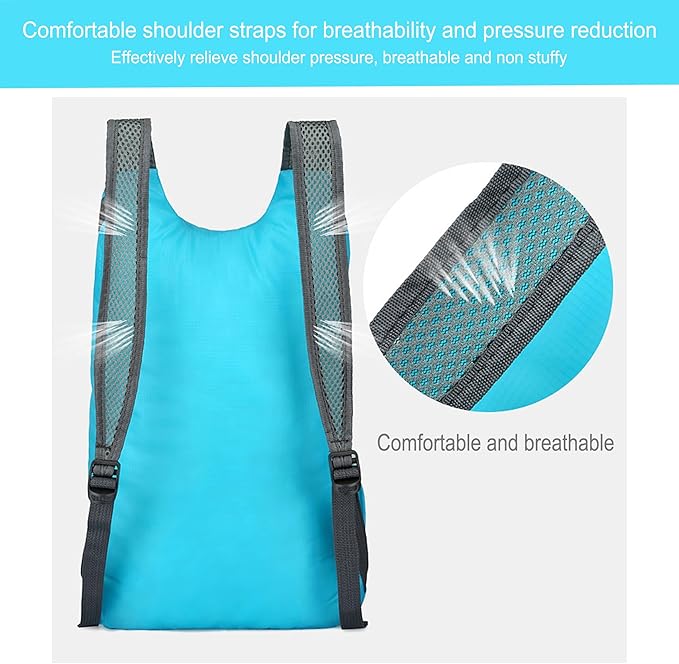 levayhill 16L Lightweight Foldable Hiking-Backpack Small Packable-Daypack For Travel,Ultralight Water-Resistant Gym Bag Men Women Easy Carry-on (Blue)