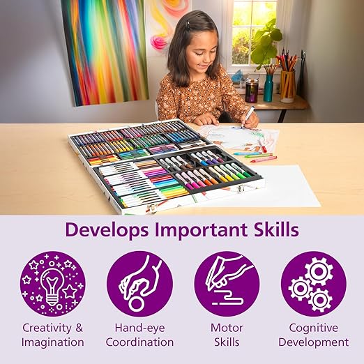 Colorations - Creative Artist Case - 150 pcs - Markers, Crayons, Colored Pencils, Paper, Art Set for Kids, Coloring Kit, Washable