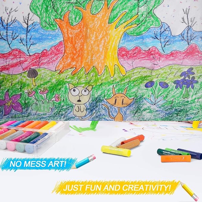 MayMoi Tempera Paint Sticks, Washable Paint Sticks, Quick Drying & No Mess, Non-Toxic, Best Art Birthday Gifts (12 Colors)