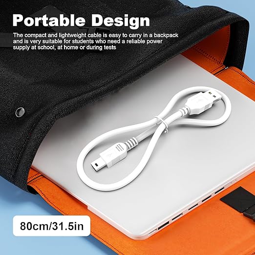Toxaoii USB Power and Data Cable Compatible with Texas Instruments Calculators TI-84 Plus CE, TI 89 Titanium, TI Nspire CX II CAS, TI Nspire CX CAS Graphing Calculator Charger White