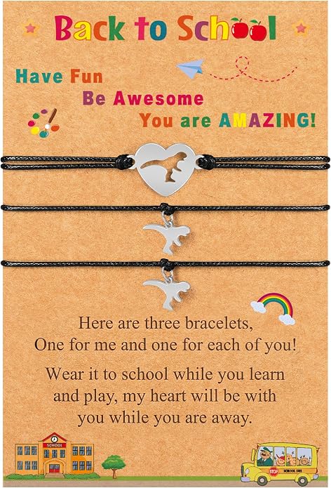 EOBOH Back to School Supplies, Back to School Bracelet Mommy and Me, Prek Matching Wish Bracelets Set, Adjustable Bracelet for Boys Girls Gifts Stuff Bulk