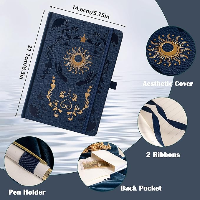 MGGAO Lined Journal Notebook for Women Men, Journals for Writing, A5 Aesthetic College Ruled Notebook for Work, Travel, School,318 Numbered Pages, 5.8”x8.4”