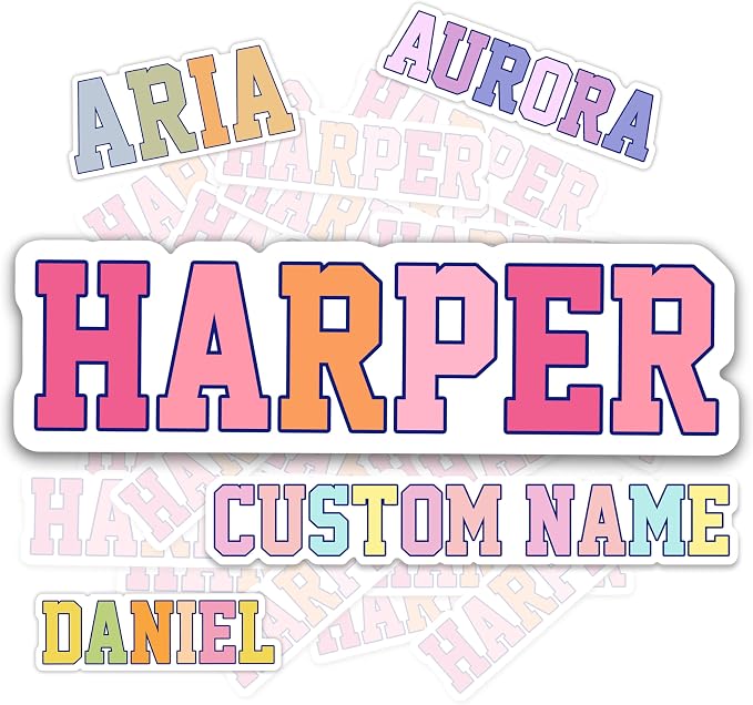 Custom Name Cute Stickers - Colorful Waterproof Vinyl Decals for Laptops, Hydro Flasks, Phones, Water Bottles, Notebook, Helmet, Tumbler - Stickers for Her, 2x2