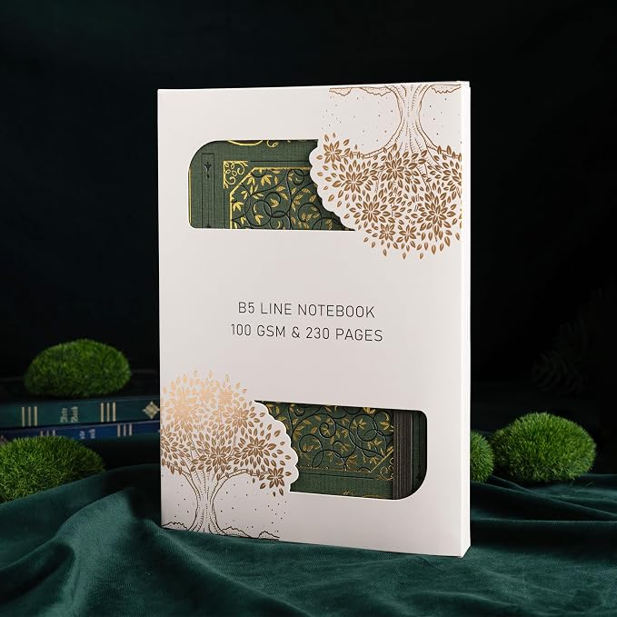 TIEFOSSI B5 Lined Journal, College Ruled Notebook for Women Men, Hardcover Notebooks for Writing Journaling, 100 GSM Thick Paper, 230 Numbered Pages with Golden Edges
