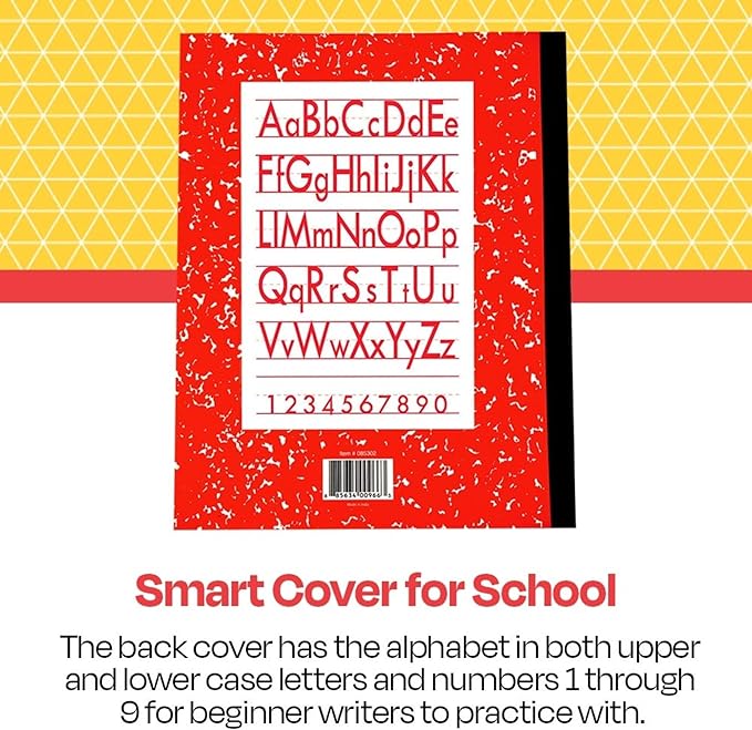 School Smart Skip-A-Line Composition Books - Grade 3, 50 sheets, Red