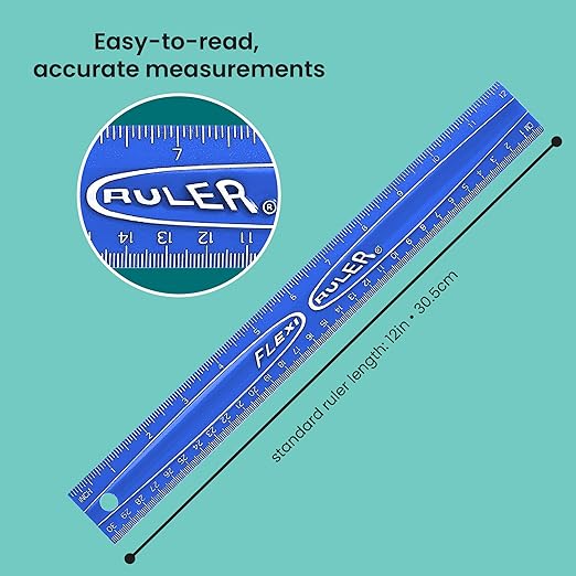 It's Academic Flexi Rulers, 12-inch Flexible Non-Breakable Ruler, 12-Pack, Blue