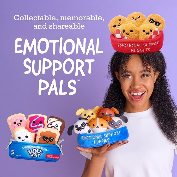 Emotional Support School Supplies Plush by Relatable - Cute Stuffed Animals and Squishy Toys, Fun Back to School Gifts for All Ages and Teacher Gifts - Includes 5 Plushies with Carrying Basket