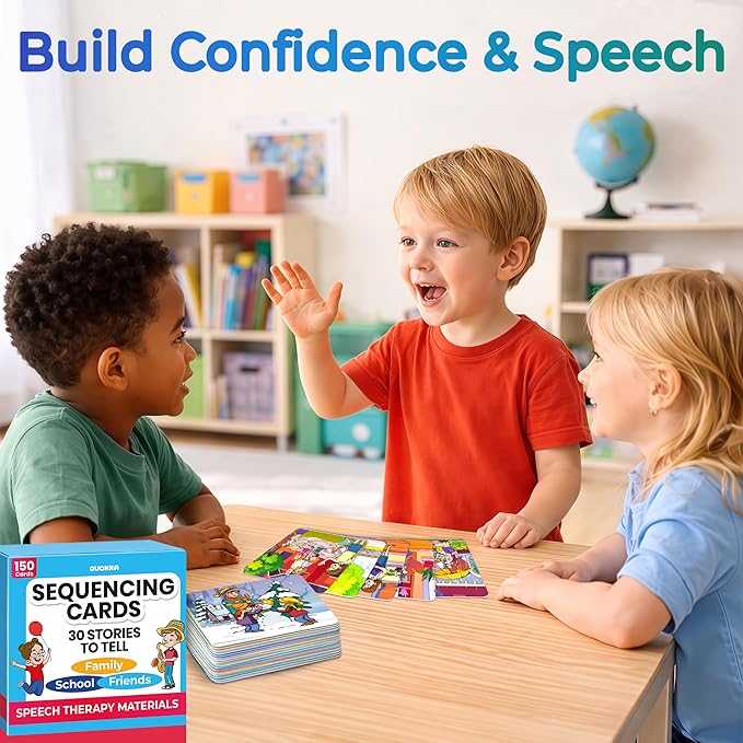 QUOKKA Sequencing Cards for Toddlers - Speech Therapy Materials for Kids - Create a Story Cards Sentence Building - Autism Aba Therapy Social Skills - Storytelling Picture Game