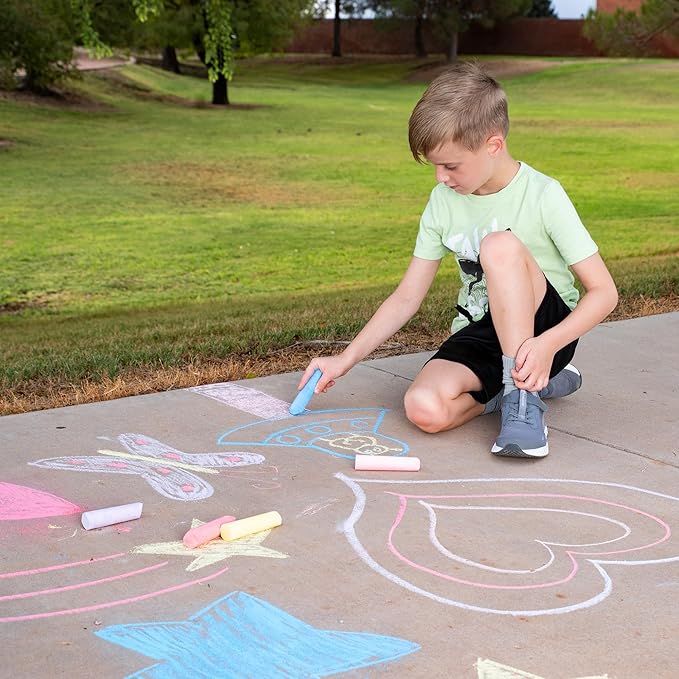 JOYIN 120 PCS Sidewalk Chalks for Kids Giant Box Non-toxic Jumbo Colored Washable Sidewalk Chalk for Toddlers in 10 Colors