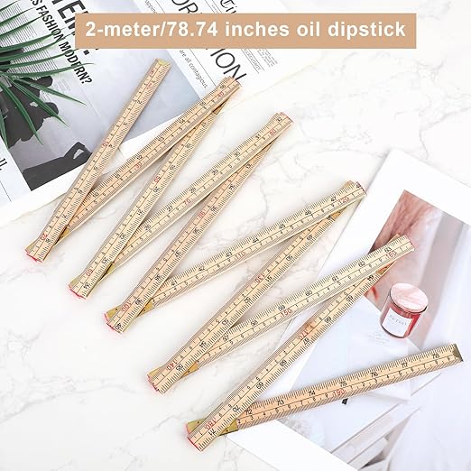 Portable 10-Fold Oil Tank Gauge Measuring Stick 78" (2m), Durable Wooden Fuel Tank Dipstick Folding Stick Ruler for Checking Accurate Fuel Level (Wood Color)