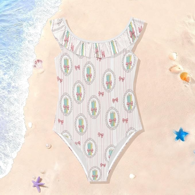 QUGRL Girls One Piece Swimsuit Toddler Ruffle Swimwear Summer Cute Kids Bathing Suit for Beach Pool 3T-6Y