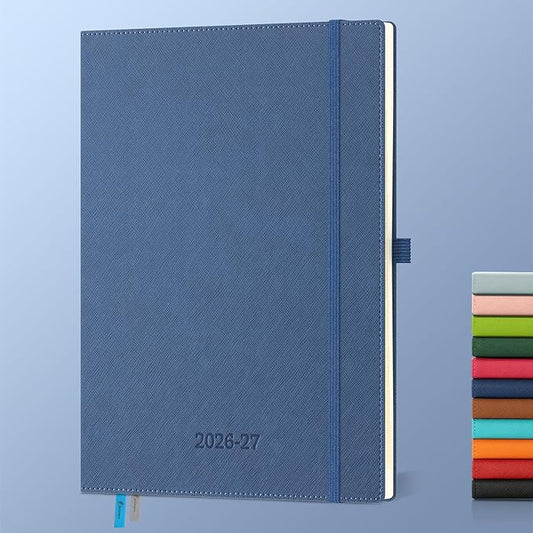 Weekly Monthly 2026-2027 Planner (July 26-Dec 27),11.5"x8.5",18 Months Agenda Plan with Month Tabs & Pocket,Expenses/Note Pages, Academic Calendar with Vegan Leather Cover,Blue