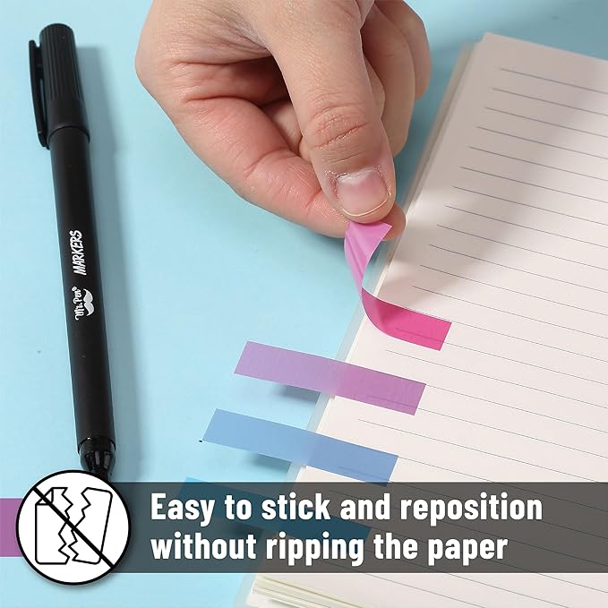 Mr. Pen- Colorful Sticky Tabs, 1600 pcs, Translucent Page Markers, Water-Resistant Book Tabs for Annotating, Bible Study, Planning, Indexing & Document Organization