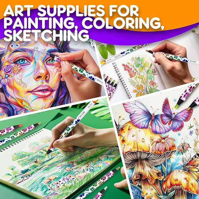 nsxsu Art Supplies for Kids Teens Adults, 16 Rainbow Pencils Drawing Supplies, Jumbo Multi Colored Pencils for Sketching Drawing, Tween Girls Trendy Stuff Birthday Party Favor Crafts for Boys 6-12