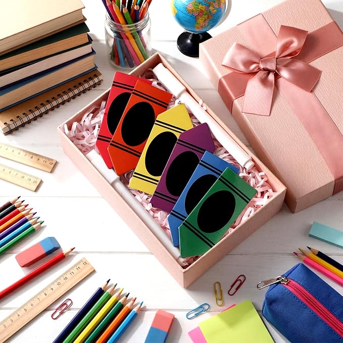 Crtiin 54 Pcs Crayon Desk Name Tags Rainbow Crayon Magnet Name Tags with Pens Back to School Magnetic Nameplate Dry Erase for Student Locker Bulletin Board Teacher Supplies(3.2 Inch *1.2 Inch)
