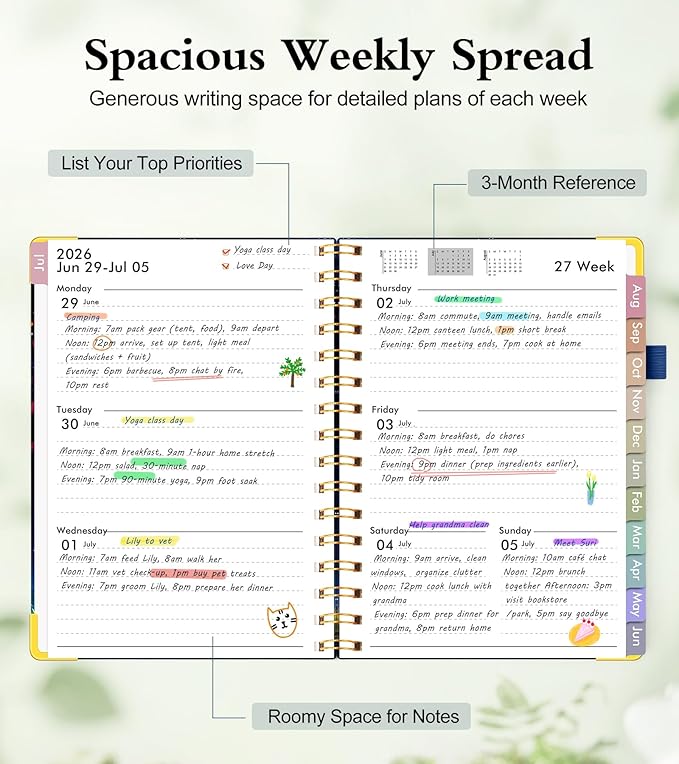 Academic Planner 2026-2027, Hardcover Weekly and Monthly Calendar Planner from July 2026 - June 2027, Daily Agenda Planners with Tabs, College School Organizer for Student Teacher, A4 (8.5" x 11"), Starfall Range