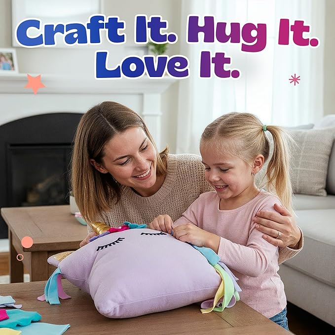 Unicorn Pillow Kit - No Sew Unicorn Craft Kit - Gifts for Girls, Arts and Crafts for Kids Ages 4-8 - Unicorn Toys for 6 Year Old Girl Gifts, Birthday, Easter, Toddlers, Teens