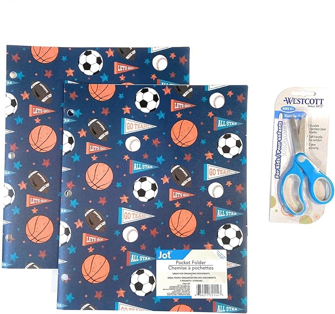 BLJ School Supplies for Kids, Back to School Supply Box, Supplies for Girls or Boys, Essentials Supplies for K-8 Kindergarten Elementary-School Supply Kit 39PCS (Sport)