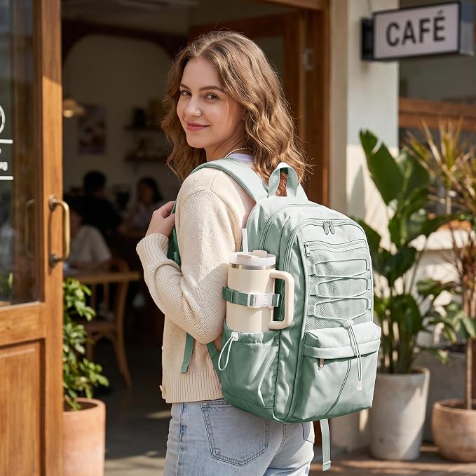 suwasp College Backpack for Women, Waterproof Laptop Backpack Fits 15.6 Inch Laptop, School Bookbag with Water Bottle Pocket, Anti Theft Work Backpack for College, Travel, Commuter,