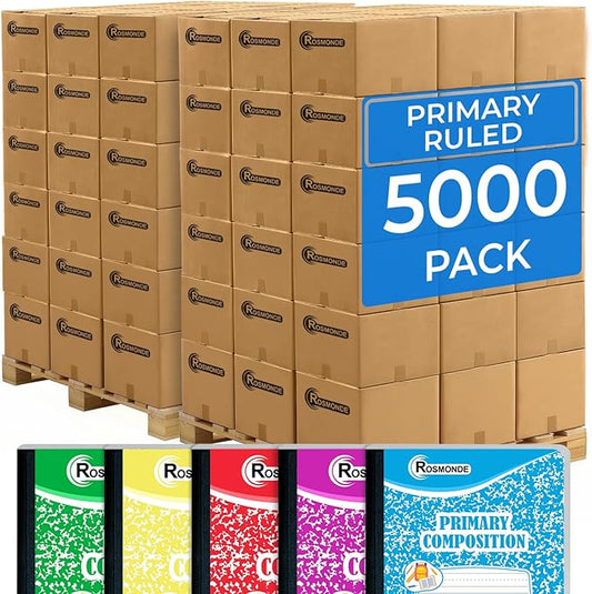Rosmonde 5000 Pack (Pallet) Writing & Drawing Space Primary Journal, 9-3/4 x 7-1/2, 200 Pages (100 Sheets), Grades K-2, Bulk Buying for School Districts, Bulk Orders Supply, 4-7 Days Transit
