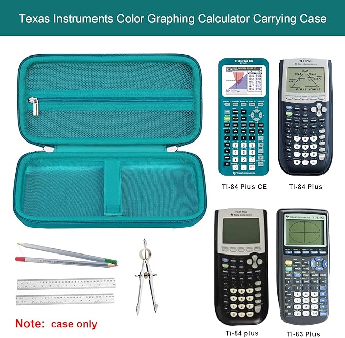 Elonbo Carrying Case for Texas Instruments TI-84 Evo Graphing Calculator, TI-84 Plus CE Evo Graphing Calculator Storage Protective Holder, Extra Mesh Pocket Fits Cable Charger, Green