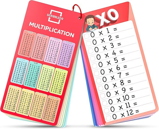 SCRIBBLEDO Dry Erase Multiplication Flash Cards Math 0-12 2nd 3rd 4th Grade Math Flash Cards Reusable Wipe Clean Double-Sided Multiplication Flashcards for Classroom Homeschool Times Tables