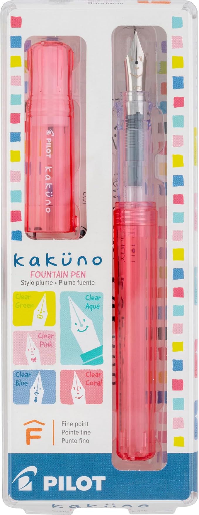 Pilot Kakuno Fountain Pen, Coral Barrel, Fine Nib