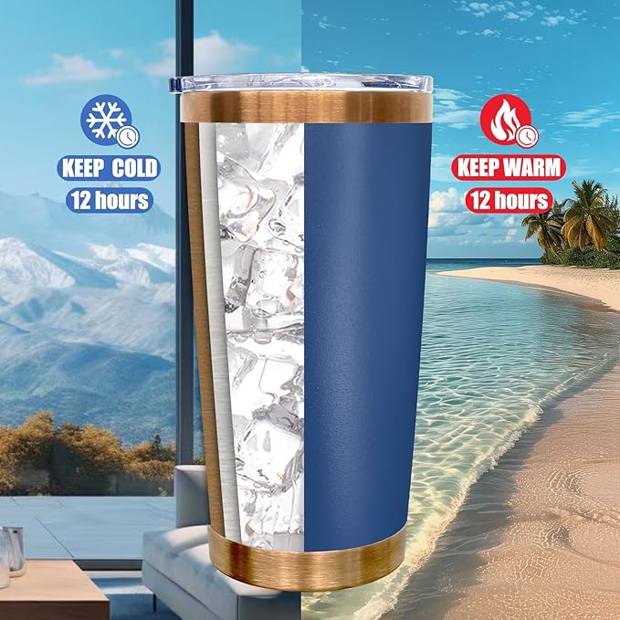 20 oz Tumbler Bulk 4 Pack Stainless Steel Tumblers with Lids and Straws, Double Wall Vacuum Insulated Travel Coffee Mug for Laser Engrave, Powder Coated Cups for Hot and Cold Drinks (Navy,4 pack)