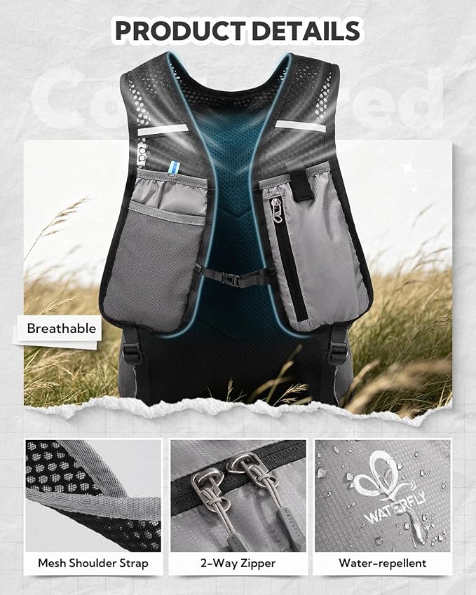 WATERFLY Packable Hiking Backpack, 20L Small Lightweight Foldable Daypack | Phone Pocket, Only 3 Steps Foldable, Breathable Shoulder Strap, Comfortable Folding Bag Pack for Women Men Travel Outdoor