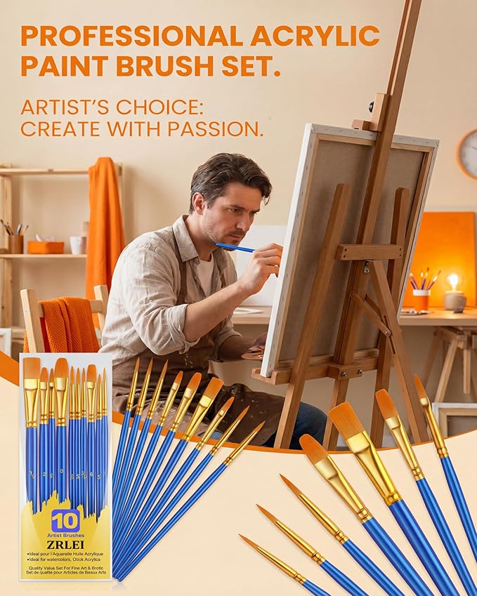 Paint Brushes Set, 160Pcs Round Pointed Tip Artist Paintbrushes for Acrylic Painting Oil Watercolor Canvas Boards Rock Body Face Nail Art, Halloween Pumpkin Ceramic Crafts Supplies，Blue