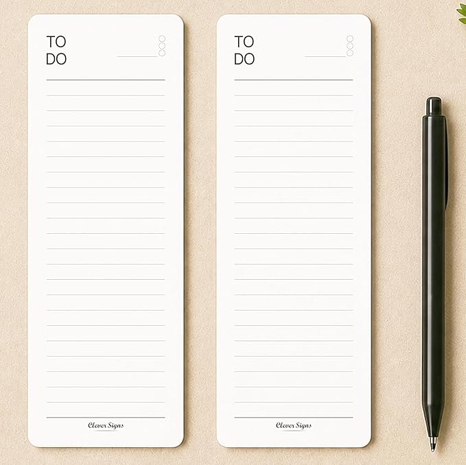 Skinny To Do List Notepad 4 Pack, 2.9" x 8.3", 50 Sheets Each, Undated Daily To Do Planner with Deadline Column, Thick Premium Paper, Cardboard Backing, Minimalist Checklist Memo Pad for Home, Office & School