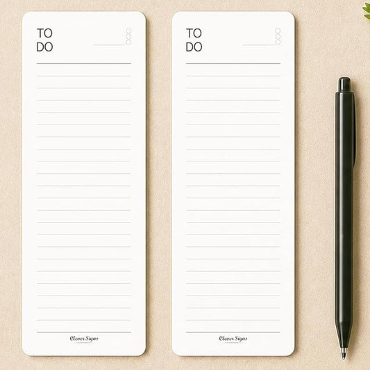 Skinny To Do List Notepad 4 Pack, 2.9" x 8.3", 50 Sheets Each, Undated Daily To Do Planner with Deadline Column, Thick Premium Paper, Cardboard Backing, Minimalist Checklist Memo Pad for Home, Office & School
