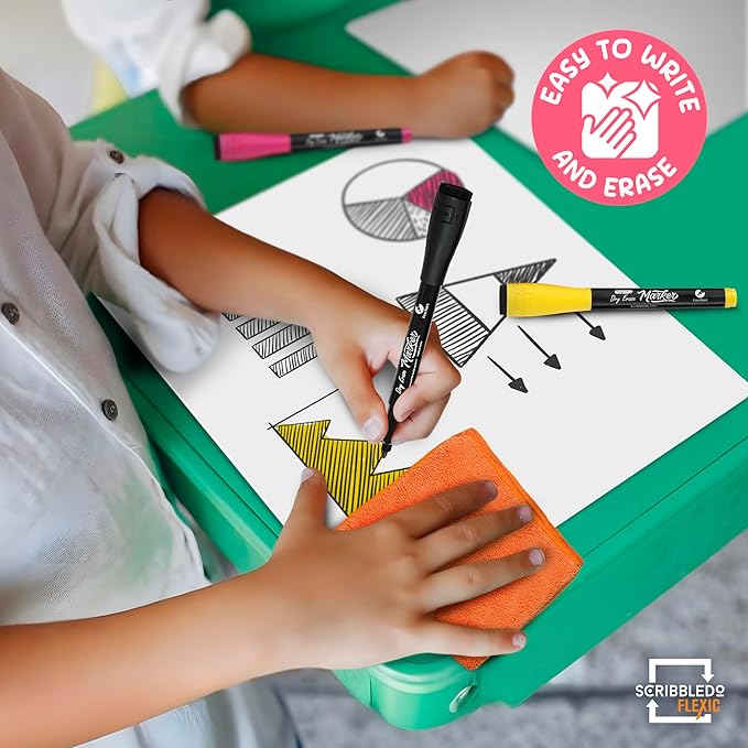 SCRIBBLEDO Grid Dry Erase Sheets 9”x12” Math Practice Small White Board Sheets Math Manipulatives Quad Graph Whiteboard Sheets Math Supplies Homeschool Teacher Students Classroom Pack of 10