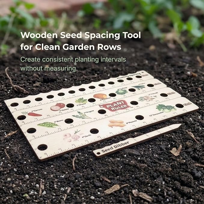 Plant Ruler by Snurfado – Wooden Seed Spacing Tool for Vegetable Gardens – Garden Planting Guide for Precise Row Planting in Raised Beds & In-Ground Soil