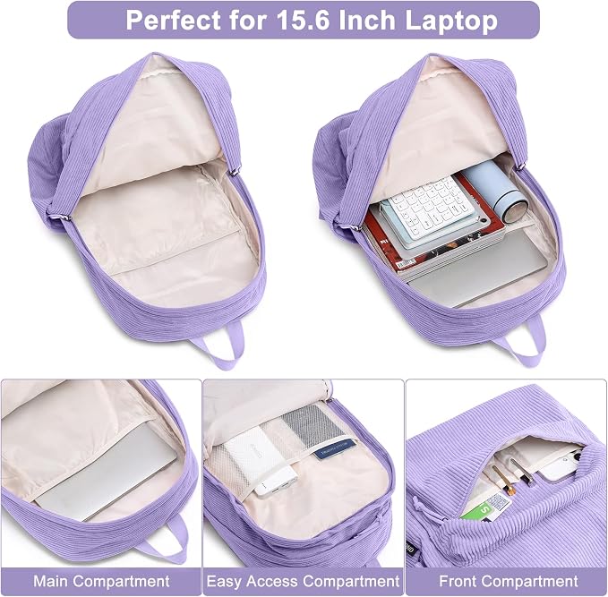 ZUBOND Girls Backpack, Lightweight School Bookbag for Teens, College Students Women & Men, Cute Large Laptop Backpack Fits 15.6 Inch Notebook